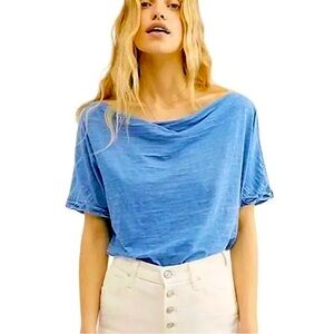 We The Free Astrid Boat Neck T-shirt Blue Dusk Small